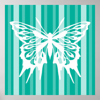Póster Aqua Victorian Lady Stripe con Mariposa