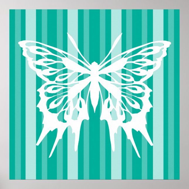 Póster Aqua Victorian Lady Stripe con Mariposa (Frente)
