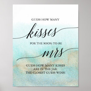 Póster Aqua y Oro Adivina Cuántos Besos Playa