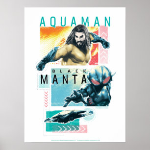 Póster Aquaman el   Aquaman modernista y gráfico negro