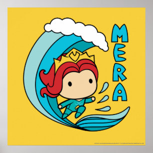 Póster Aquaman   Gráfico Chibi Mera Riding Wave
