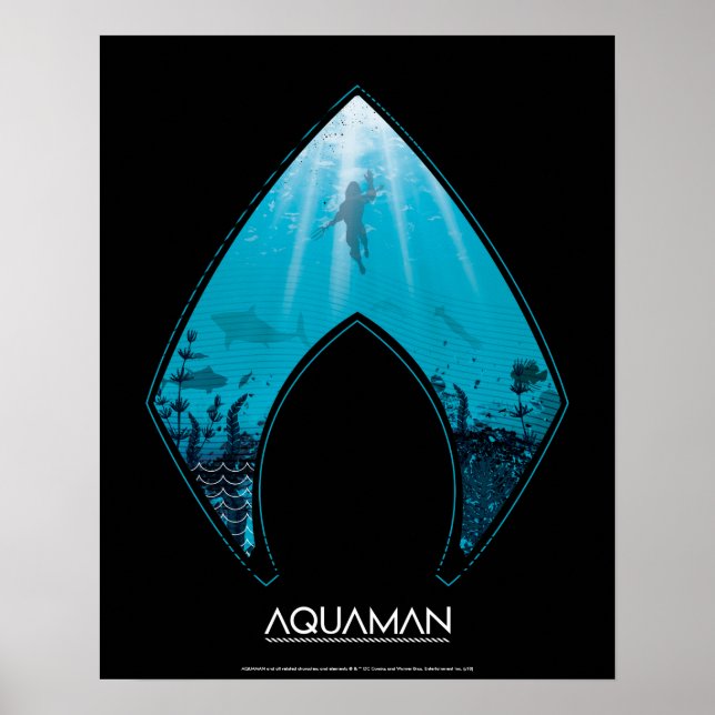 Póster Aquaman | Ver A Través De La Grafía Oceánica Con L (Frente)