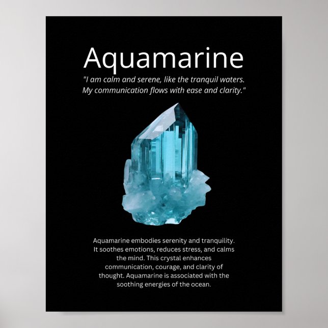 Póster Aquamarine Crystal Stone Significa (Frente)