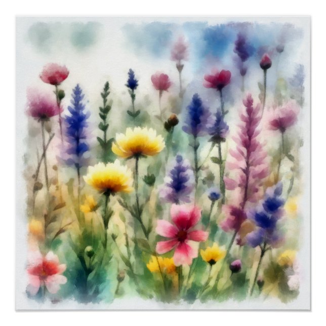 Póster Aquarelle, fleurs des champs (Anverso)