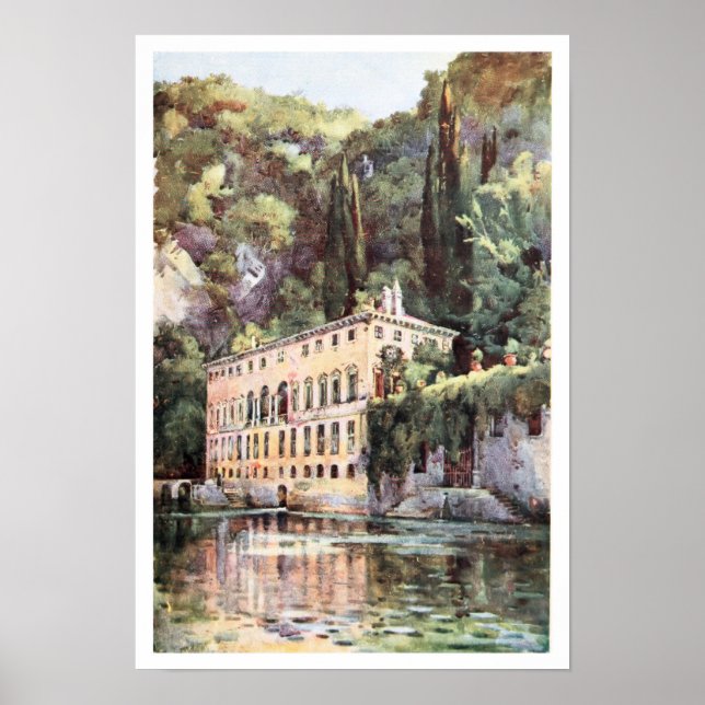 Póster Aquarelle Italia Lago Como Villa Plini (Frente)