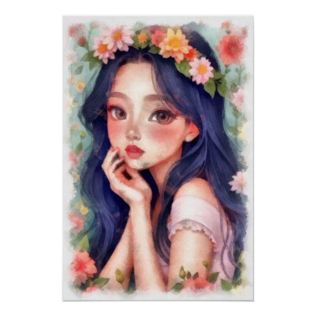 Póster Aquarelle, jeune fille (Anverso)