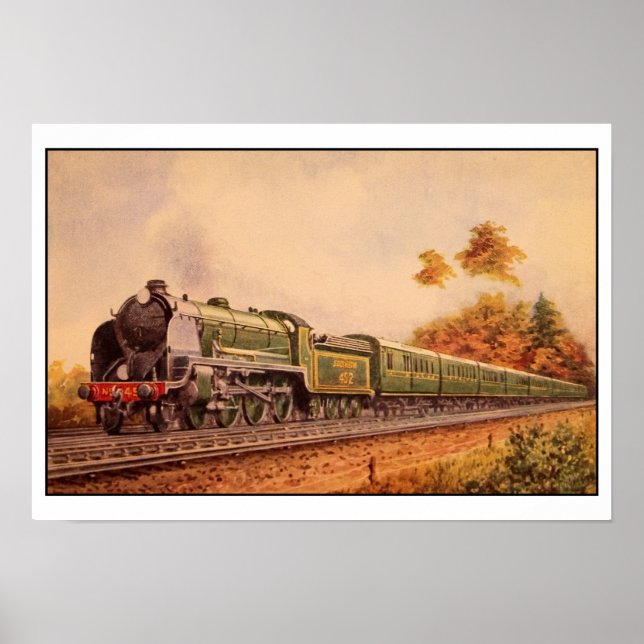 Póster Aquarelle vintage locomotora Rey Arturo (Frente)