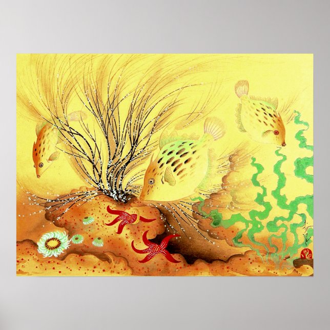 Póster Aquarium Puffer Fish Ono Bakufu 1941 (Frente)