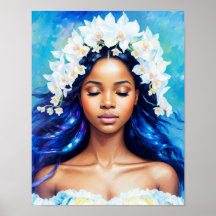 Aquarius Black Chica Zodiac Art