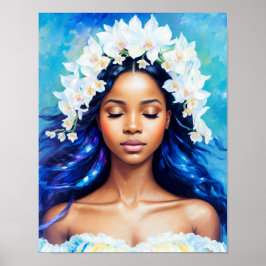 Póster Aquarius Black Chica Zodiac Art