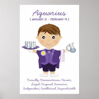 Póster Aquarius - Boy Horoscope Poster