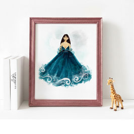 Póster Aquarius Constellation Poster, Minimalist Zodiac