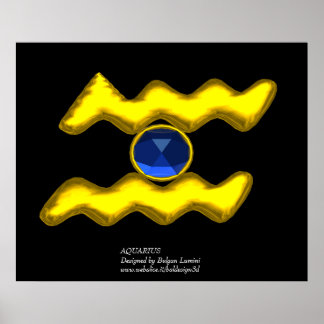 PÓSTER AQUARIUS/GOLD ZODIAC BIRTHDAY JEWEL