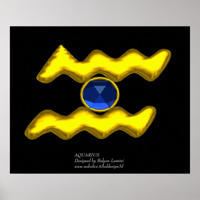 PÓSTER AQUARIUS/GOLD ZODIAC BIRTHDAY JEWEL (Frente)