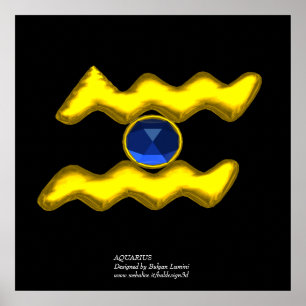 PÓSTER AQUARIUS/GOLD ZODIAC BIRTHDAY JEWEL
