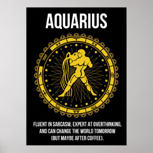 Póster Aquarius - Horóscopo, gracioso humor de Rótulo zod
