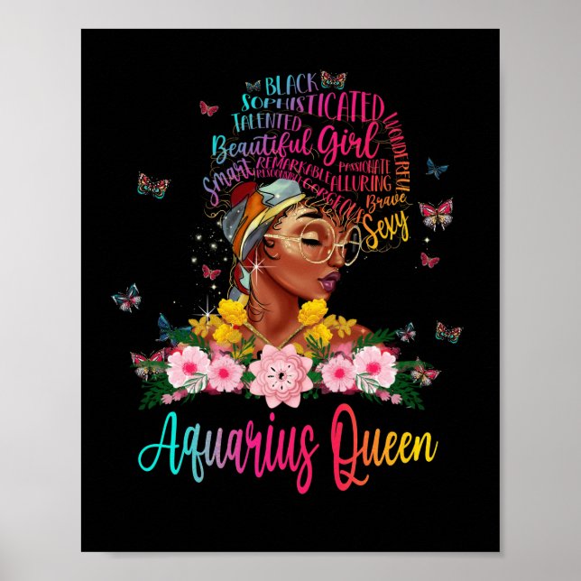 Póster Aquarius Queen Black Women Persistente Hermosa (Frente)