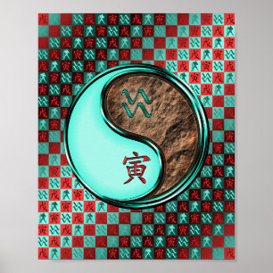 Póster Aquarius y el tigre de la Tierra