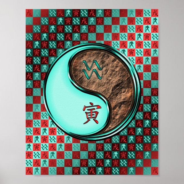 Póster Aquarius y el tigre de la Tierra (Frente)