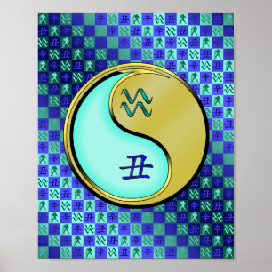 Póster Aquarius y Ox Metalizado