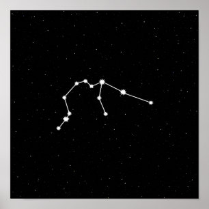 Póster Aquarius Zodiac Constellation Modern Black & White