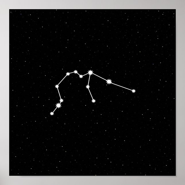 Póster Aquarius Zodiac Constellation Modern Black & White (Frente)