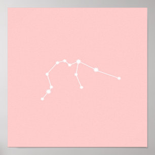 Póster Aquarius Zodiac Constellation Pink moderno