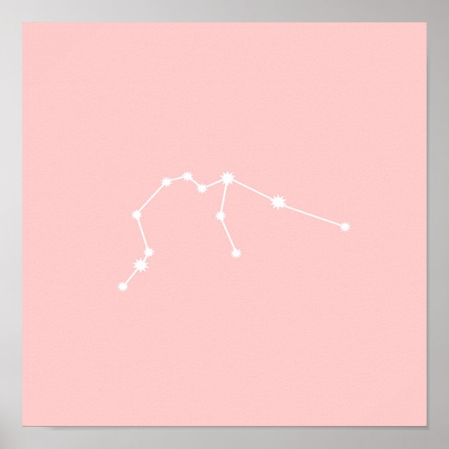 Póster Aquarius Zodiac Constellation Pink moderno (Frente)