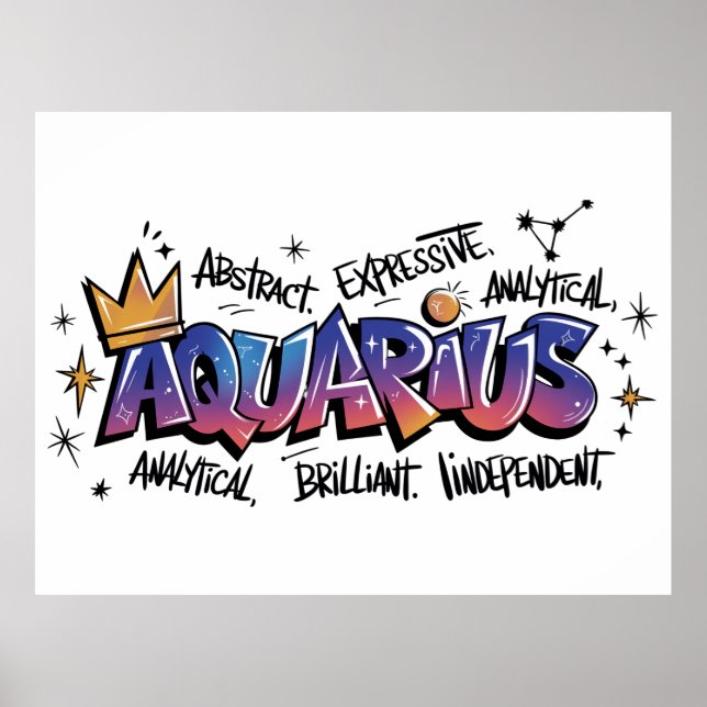 Póster Aquarius Zodiac Graffiti  (Frente)