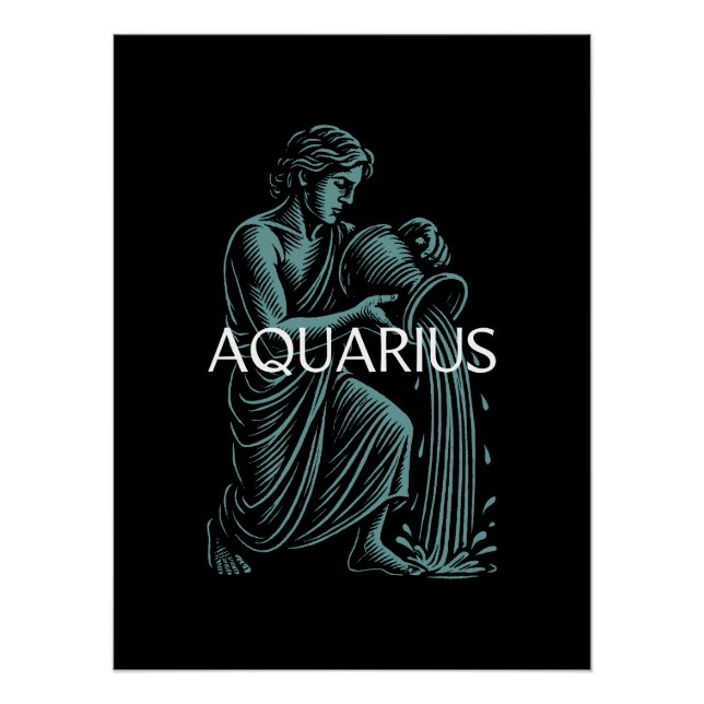 Póster Aquarius Zodiac – Vintage Water Bearer (Anverso)