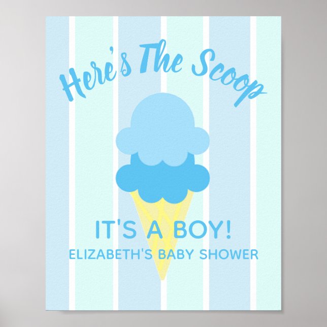 Póster Aquí está el Baby Shower de verano de Scoop Ice Cr (Frente)