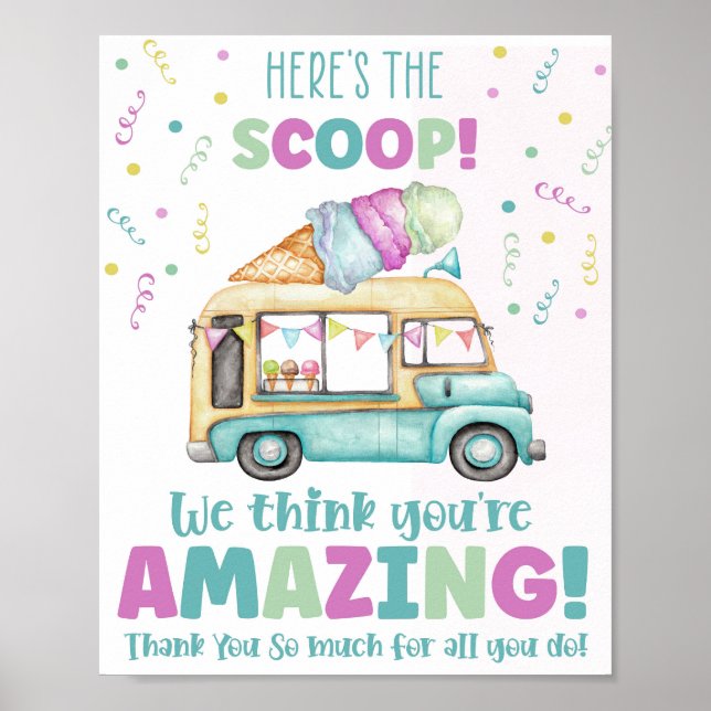 Póster Aquí está el Fiesta de Scoop Ice Cream (Frente)