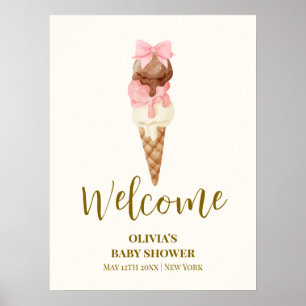 Póster Aquí está la bienvenida a Baby Shower del Crema de