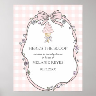 Póster Aquí está la Cucharada de Helado Rosa Sundae Baby