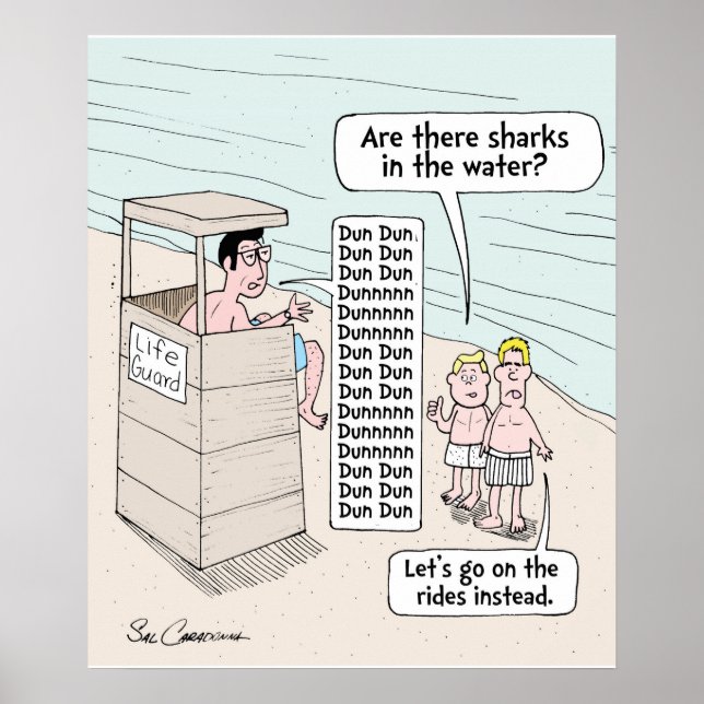 Póster Aquí hay un gracioso poster de playa de Sal Carado (Frente)