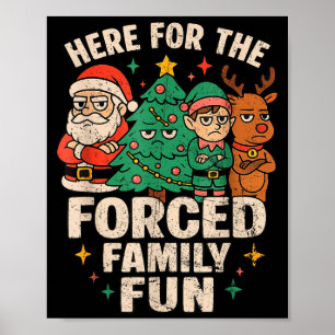 Póster Aquí para la diversión familiar forzada Santa Navi