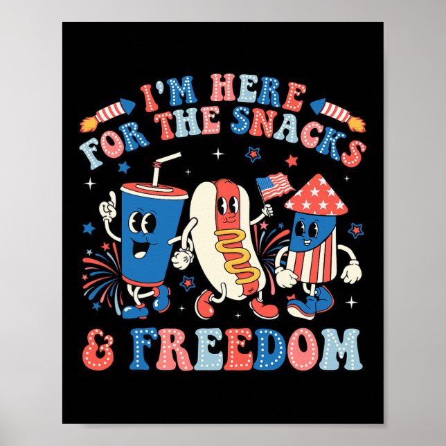 Póster Aquí Para Los Aperitivos Y El Niño Chica De Libert (Frente)