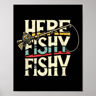 Póster Aquí Peces Divertidos Peces Pescan