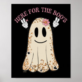 Póster AQUÍ POR EL gracioso fantasma de Halloween del BOO