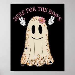 Póster AQUÍ POR EL gracioso fantasma de Halloween del BOO