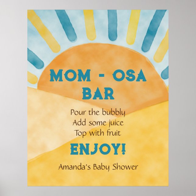 Póster Aquí ven Blue Rays Sunshine Baby Shower Bar (Frente)