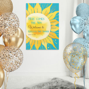 Póster Aquí viene Boy Blue Sunshine Bienvenida a Baby Sho