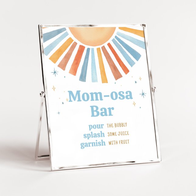 Póster Aquí viene el bar Son Baby Shower Mom Osa (Boho Sunshine Baby Shower Mom Osa Bar Sign)