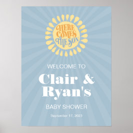 Póster Aquí viene el cartel de bienvenida de Baby Shower