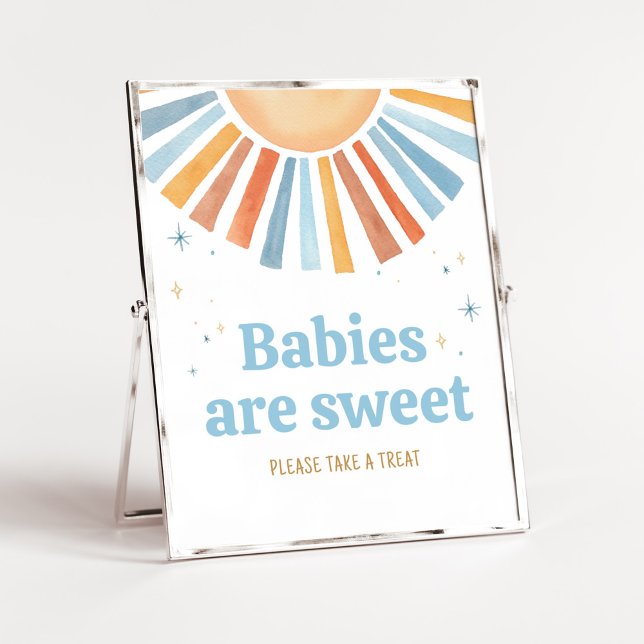 Póster Aquí viene el hijo Baby Shower bebés son dulces (Boho Sunshine Baby Shower Babies are Sweet Sign)