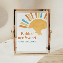 Póster Aquí viene el hijo Baby Shower bebés son dulces