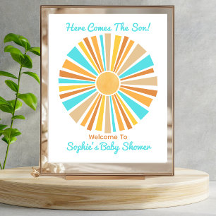 Póster Aquí viene el hijo, Bienvenida Retro Boho Sunshine