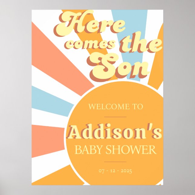 Póster Aquí viene el hijo niño bebé poster de bienvenida (Frente)