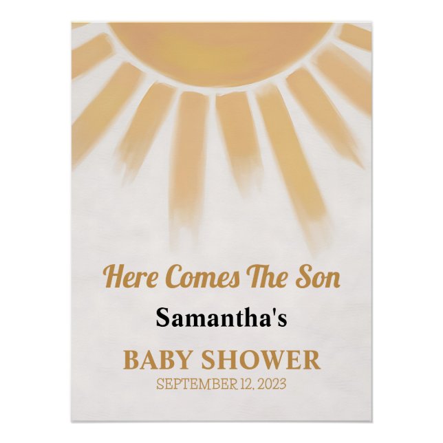 Póster Aquí Viene El Sol Baby Shower De Son (Anverso)