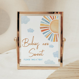 Póster Aquí viene el sol Baby Shower los bebés son dulces